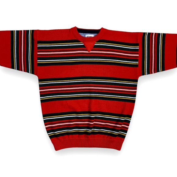 Vintage 90s Gitano Striped Acrylic Crewneck Sweater- Men's Size Large Pullover - Picture 1 of 9